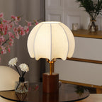 Sculptural Table Lamp with Wooden Base, Brass Stem, and Cardboard Shade | Kelmera