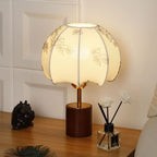 Sculptural Table Lamp with Wooden Base, Brass Stem, and Cardboard Shade | Kelmera