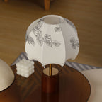 Sculptural Table Lamp with Wooden Base, Brass Stem, and Cardboard Shade | Kelmera
