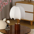 Sculptural Table Lamp with Wooden Base, Brass Stem, and Cardboard Shade | Kelmera