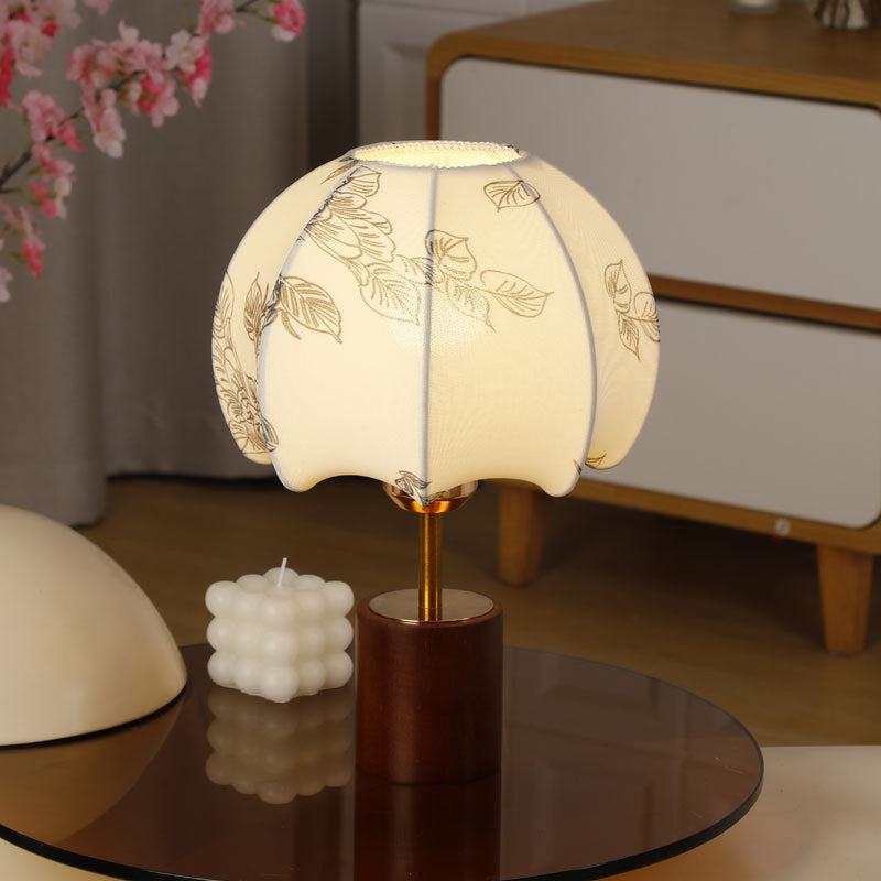 Sculptural Table Lamp with Wooden Base, Brass Stem, and Cardboard Shade | Kelmera
