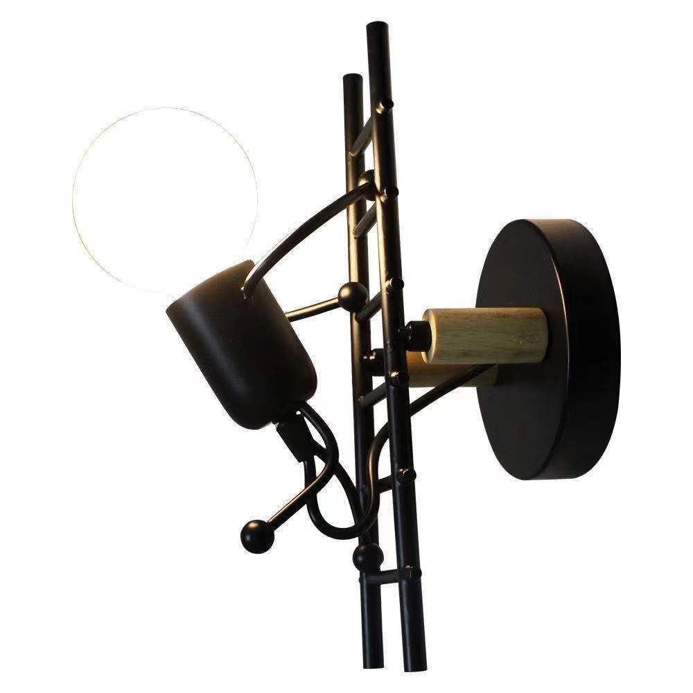 Sculptural Wall Lamp with Opal Glass Globe and Decorative Ladder Frame | Kelmera