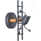 Sculptural Wall Lamp with Opal Glass Globe and Decorative Ladder Frame | Kelmera