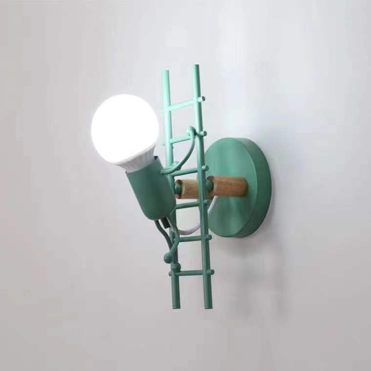 Sculptural Wall Lamp with Opal Glass Globe and Decorative Ladder Frame | Kelmera