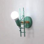 Sculptural Wall Lamp with Opal Glass Globe and Decorative Ladder Frame | Kelmera