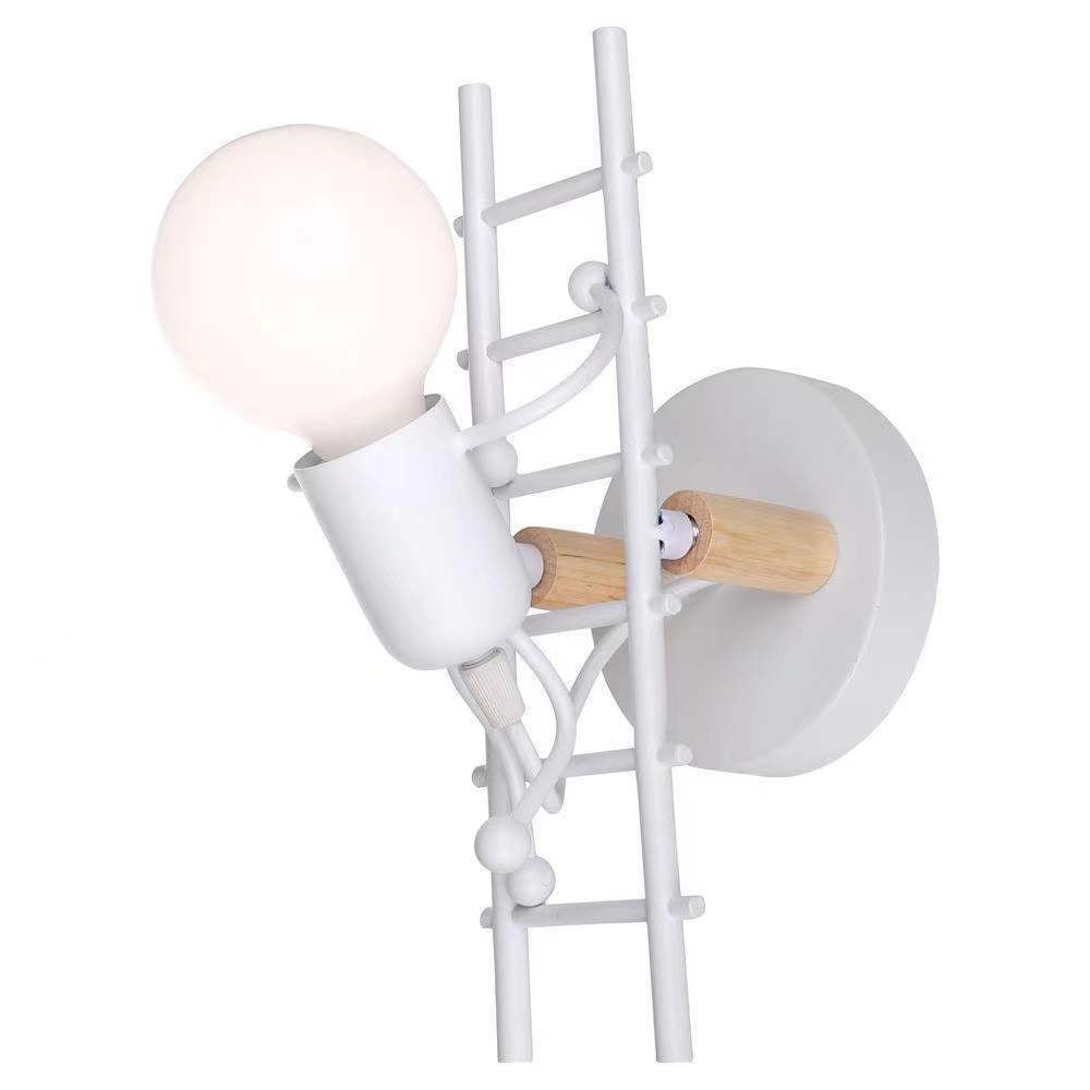 Sculptural Wall Lamp with Opal Glass Globe and Decorative Ladder Frame | Kelmera