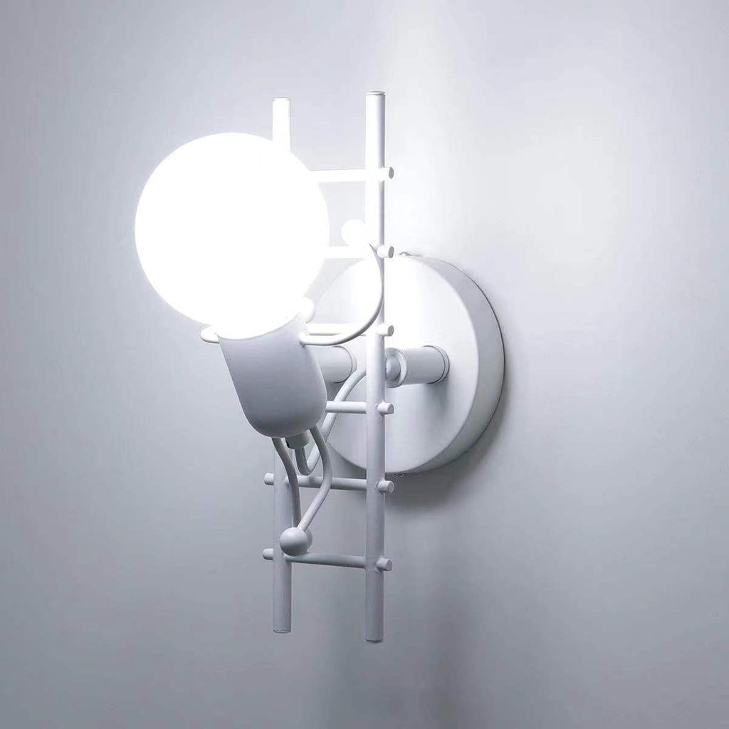 Sculptural Wall Lamp with Opal Glass Globe and Decorative Ladder Frame | Kelmera