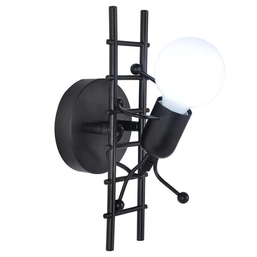 Sculptural Wall Lamp with Opal Glass Globe and Decorative Ladder Frame | Kelmera