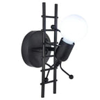 Sculptural Wall Lamp with Opal Glass Globe and Decorative Ladder Frame | Kelmera
