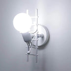 Sculptural Wall Lamp with Opal Glass Globe and Decorative Ladder Frame | Kelmera
