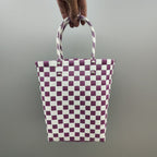 Shopping Bag Black Lilac White | Kelmera
