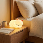 Silicone Sleeping Cat LED Night Light with Touch Dimming USB Rechargeable | Kelmera