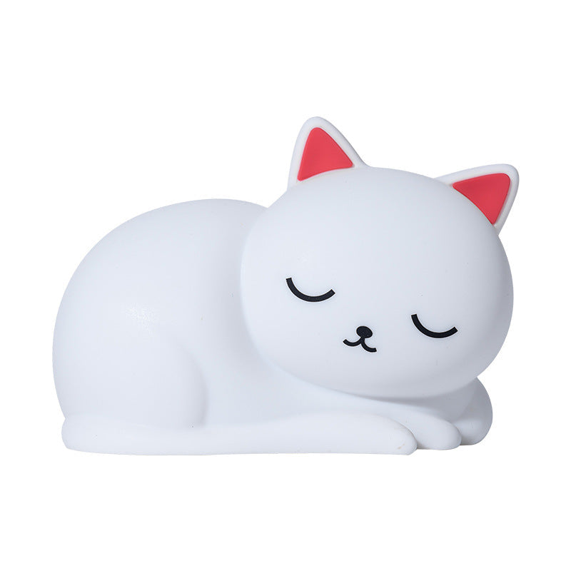 Silicone Sleeping Cat LED Night Light with Touch Dimming USB Rechargeable | Kelmera