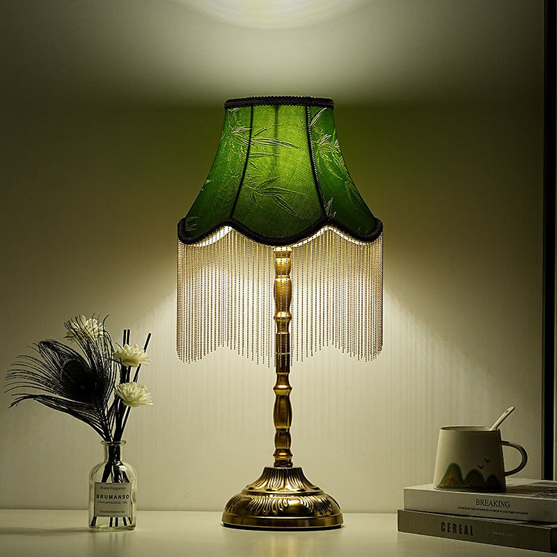 Silk Fringed Empire-Style Table Lamp with Bead Tassel Shade | Kelmera