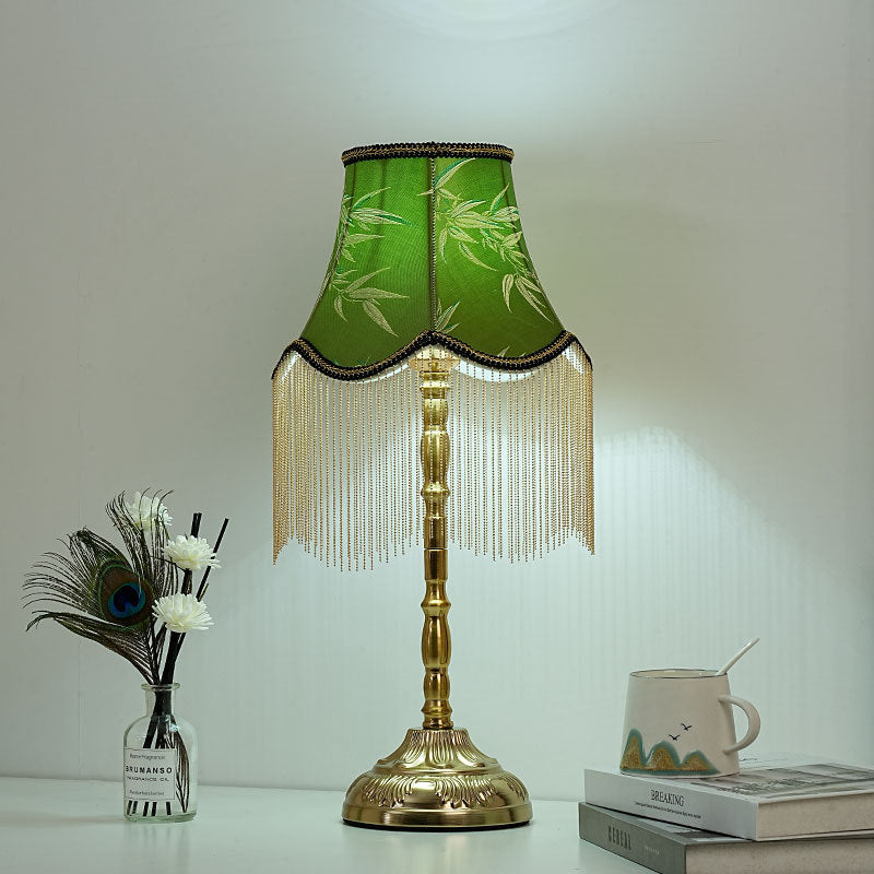 Silk Fringed Empire-Style Table Lamp with Bead Tassel Shade | Kelmera