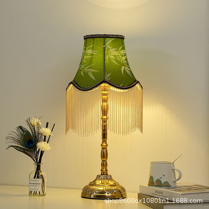 Silk Fringed Empire-Style Table Lamp with Bead Tassel Shade | Kelmera