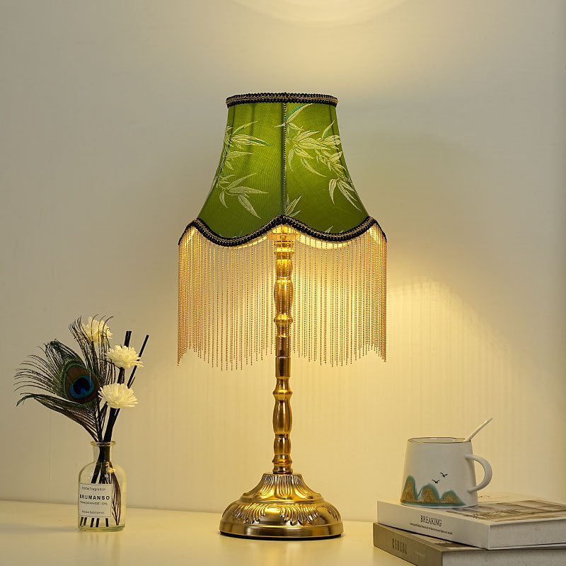 Silk Fringed Empire-Style Table Lamp with Bead Tassel Shade | Kelmera