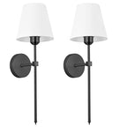 Slim Rod Wall Light Pair with Fabric Shade and Concealed Mounting | Kelmera