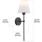 Slim Rod Wall Light Pair with Fabric Shade and Concealed Mounting | Kelmera