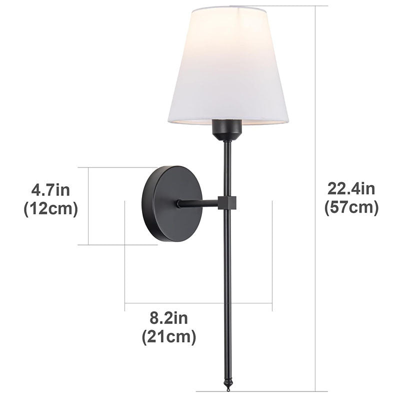 Slim Rod Wall Light Pair with Fabric Shade and Concealed Mounting | Kelmera