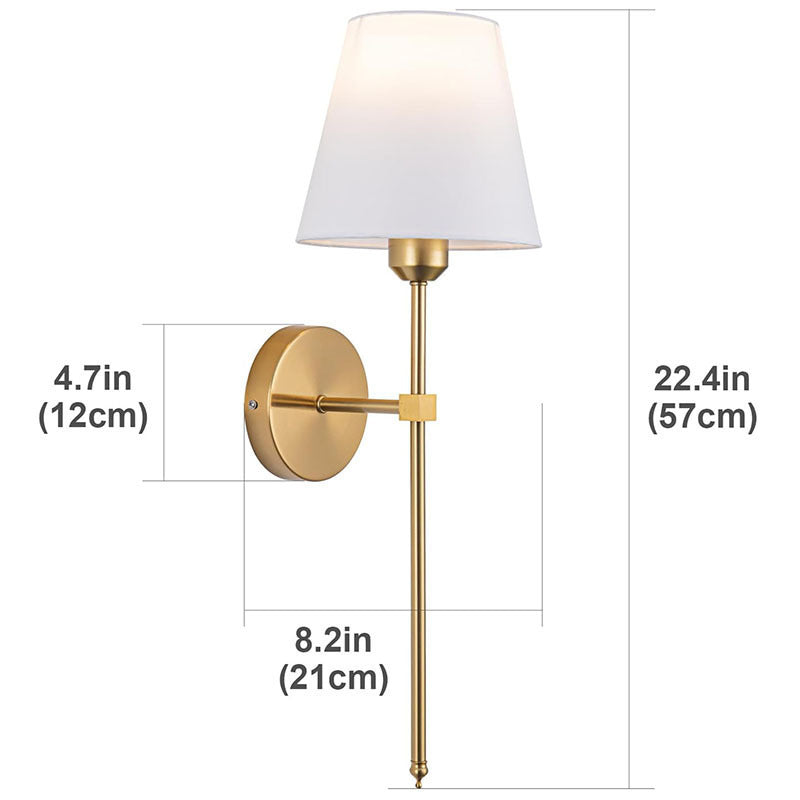 Slim Rod Wall Light Pair with Fabric Shade and Concealed Mounting | Kelmera