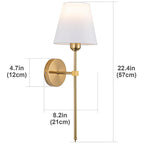 Slim Rod Wall Light Pair with Fabric Shade and Concealed Mounting | Kelmera