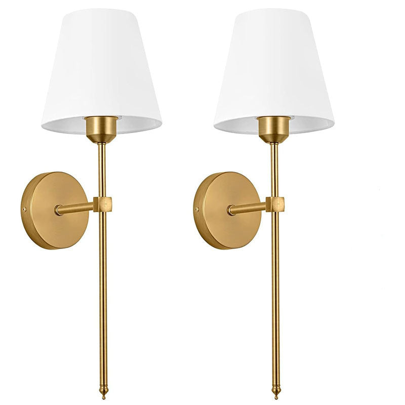 Slim Rod Wall Light Pair with Fabric Shade and Concealed Mounting | Kelmera