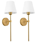 Slim Rod Wall Light Pair with Fabric Shade and Concealed Mounting | Kelmera