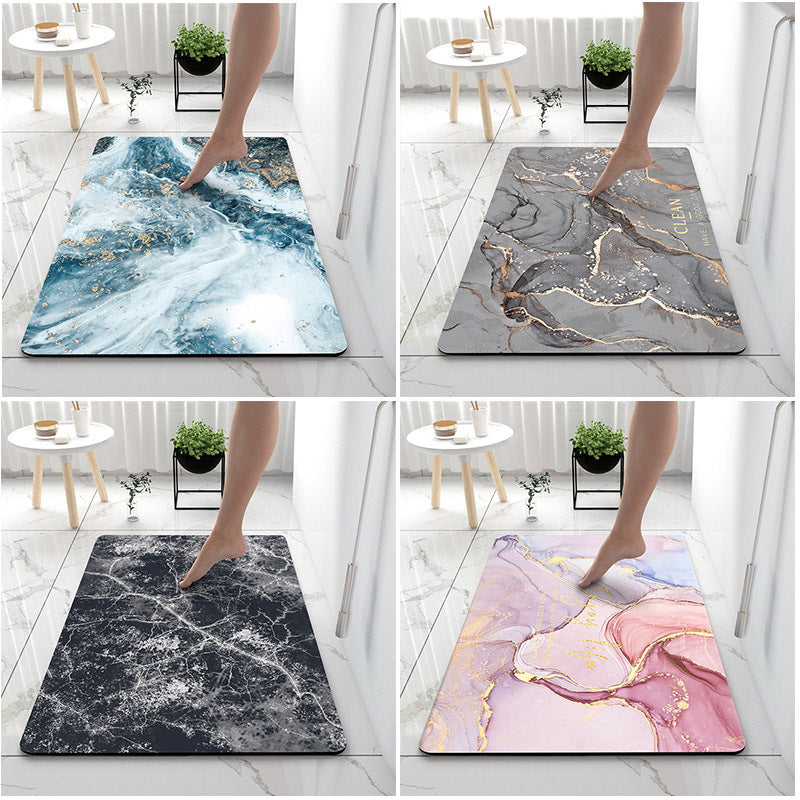 Soft Print Abstract Marble Bath Mat | Kelmera
