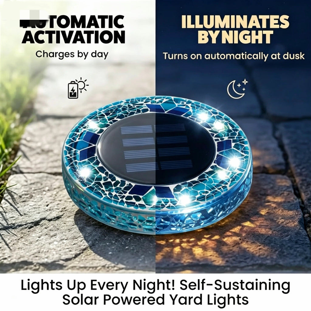 Solar Mosaic Glass Garden Path LED Spotlights | Kelmera
