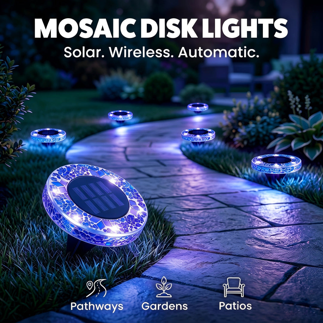Solar Mosaic Glass Garden Path LED Spotlights | Kelmera
