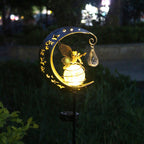 Solar-Powered Decorative Garden Stake Light with Crescent Moon Fairy Lantern | Kelmera