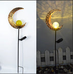 Solar-Powered Decorative Garden Stake Light with Crescent Moon Fairy Lantern | Kelmera