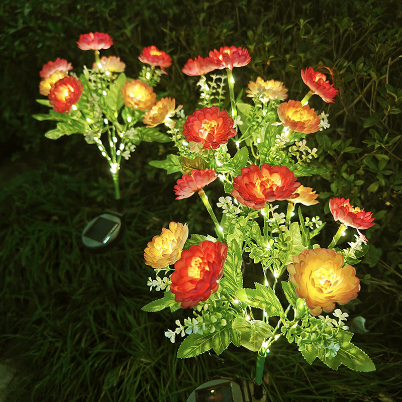 Solar-Powered Decorative Garden Stele with Lifelike Ranunculus Bouquet | Kelmera