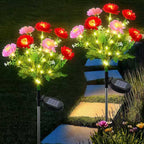 Solar-Powered Decorative Garden Stele with Lifelike Ranunculus Bouquet | Kelmera
