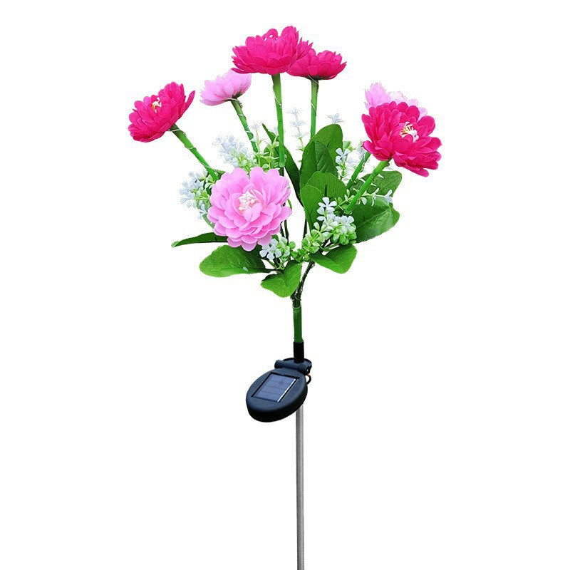 Solar-Powered Decorative Garden Stele with Lifelike Ranunculus Bouquet | Kelmera