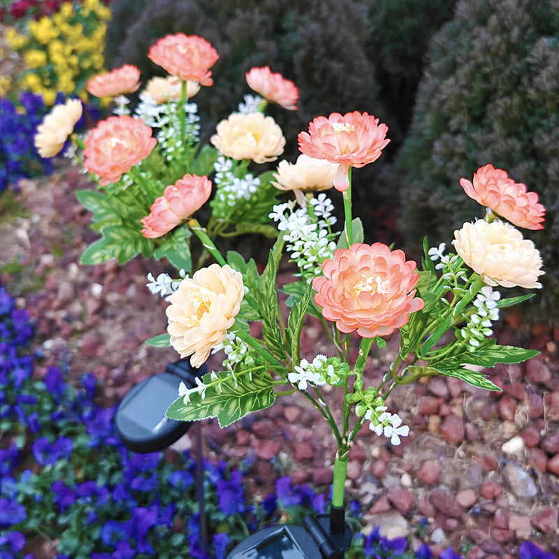 Solar-Powered Decorative Garden Stele with Lifelike Ranunculus Bouquet | Kelmera