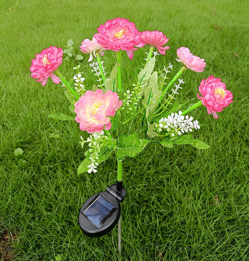 Solar-Powered Decorative Garden Stele with Lifelike Ranunculus Bouquet | Kelmera