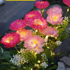 Solar-Powered Decorative Garden Stele with Lifelike Ranunculus Bouquet | Kelmera