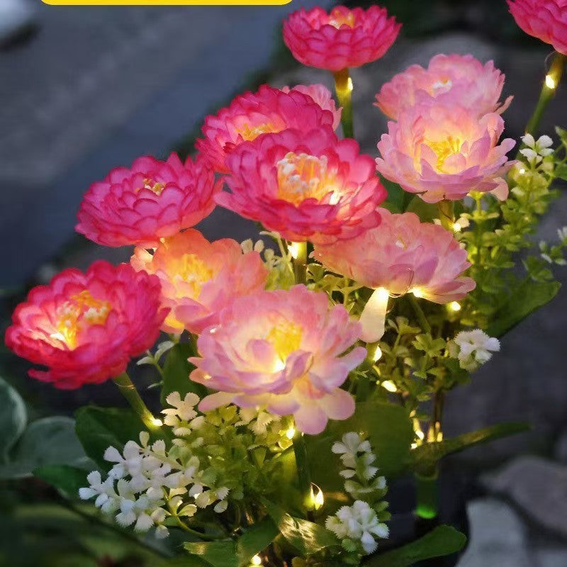 Solar-Powered Decorative Garden Stele with Lifelike Ranunculus Bouquet | Kelmera