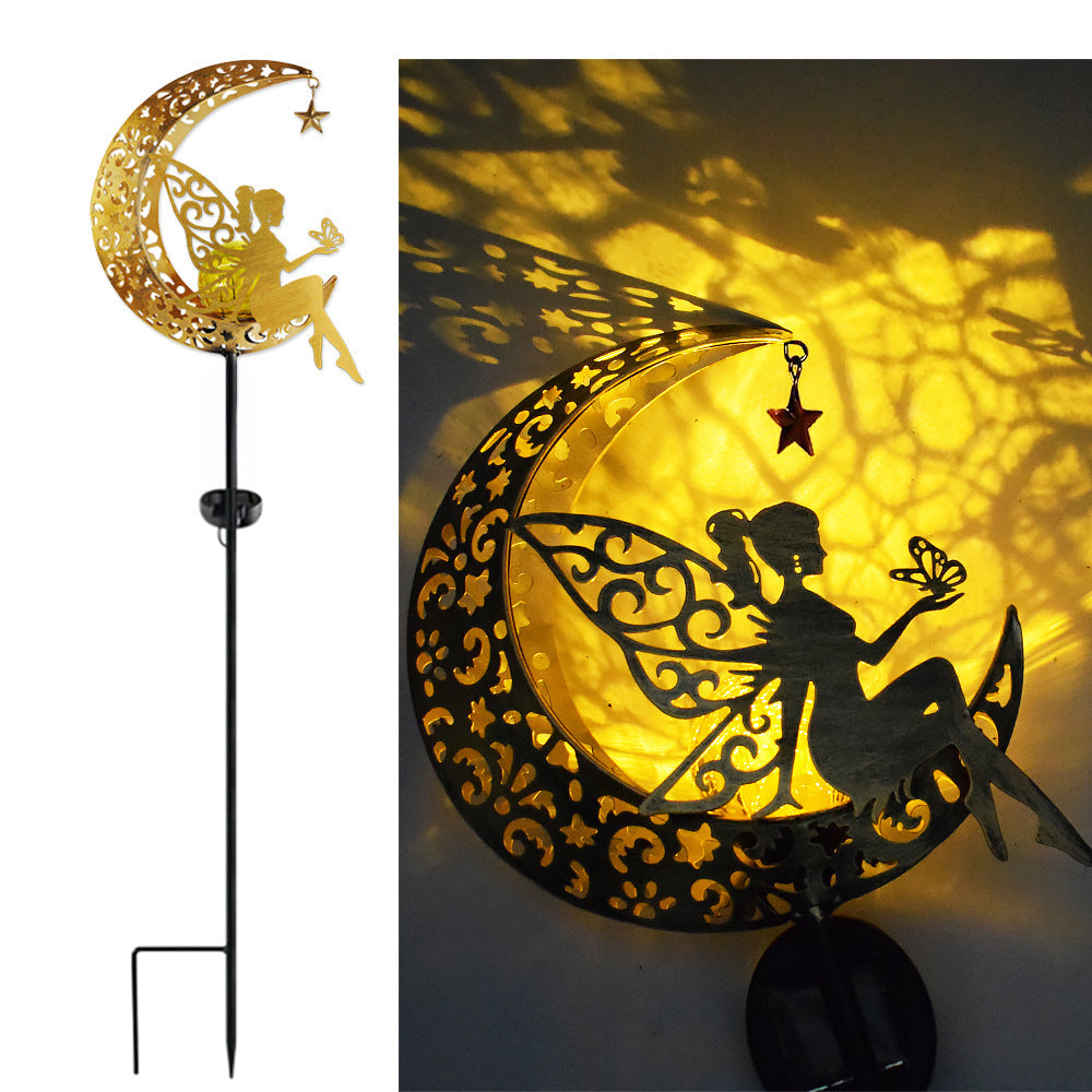 Solar-Powered Filigree Crescent Stake Lantern | Kelmera