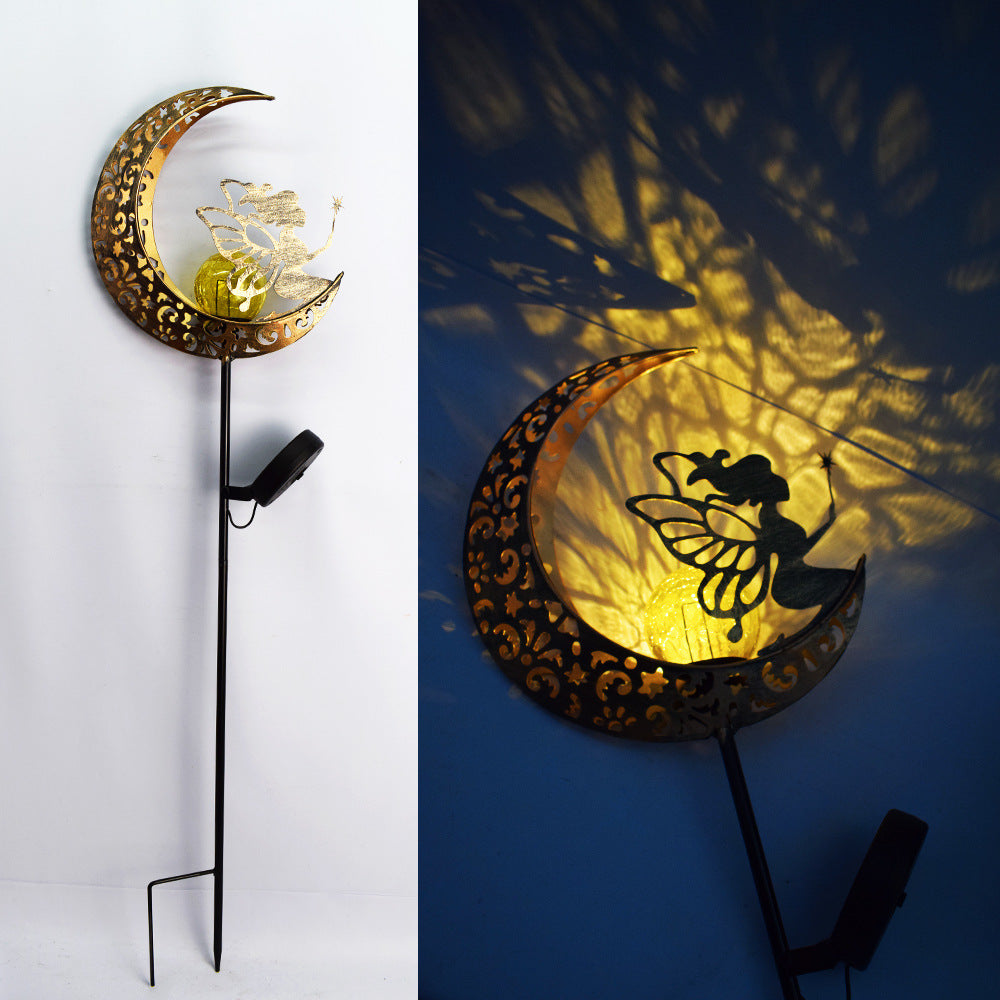 Solar-Powered Filigree Crescent Stake Lantern | Kelmera