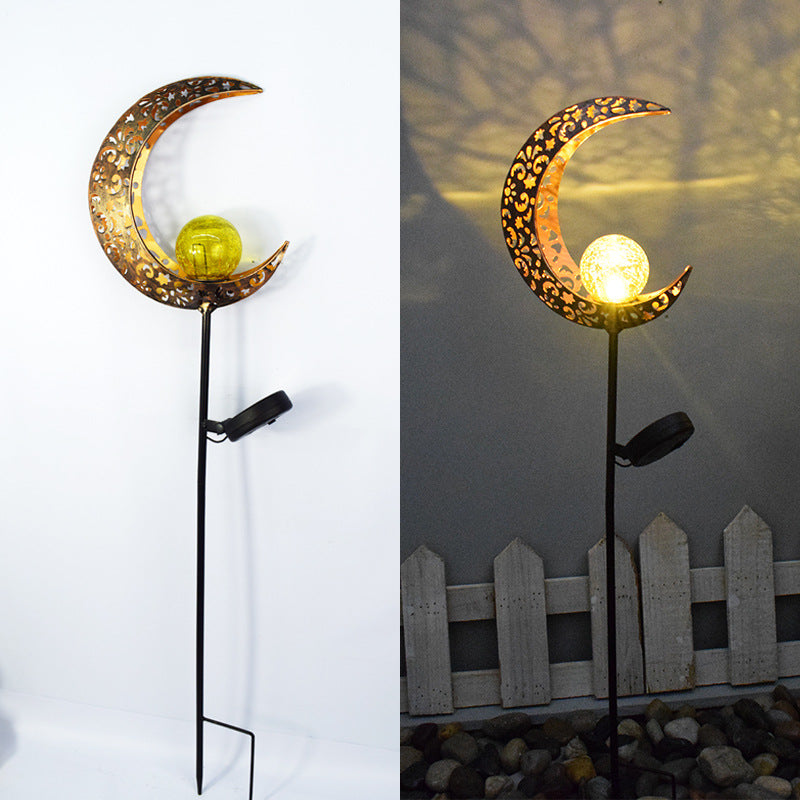 Solar-Powered Filigree Crescent Stake Lantern | Kelmera