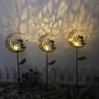 Solar-Powered Filigree Crescent Stake Lantern | Kelmera
