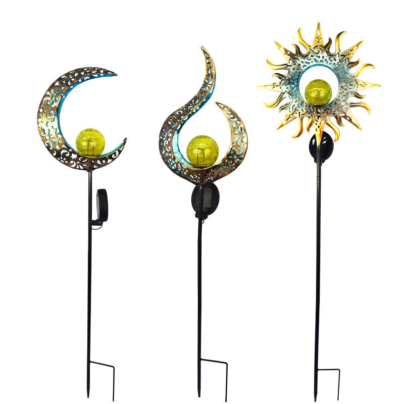 Solar-Powered Filigree Crescent Stake Lantern | Kelmera