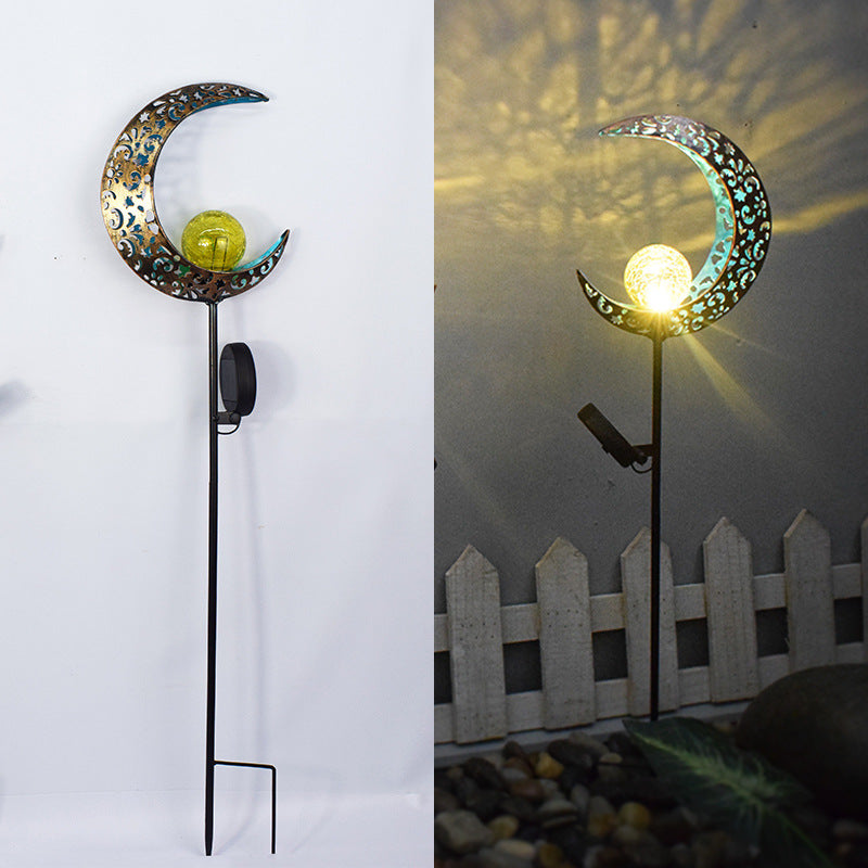Solar-Powered Filigree Crescent Stake Lantern | Kelmera