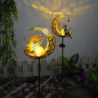 Solar-Powered Filigree Crescent Stake Lantern | Kelmera