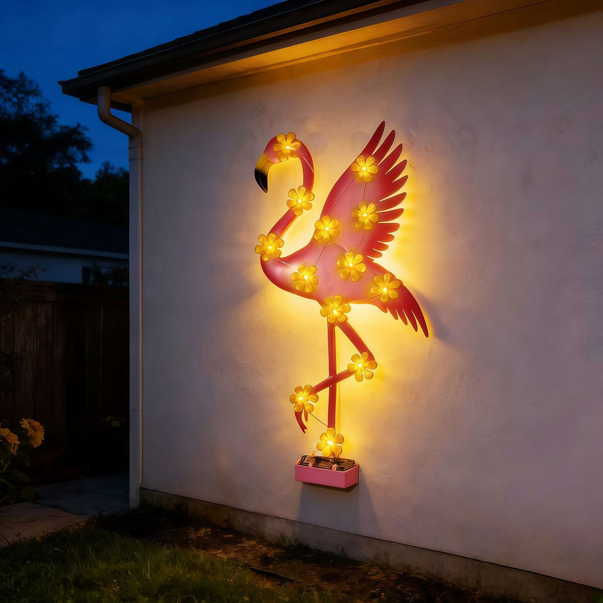 Solar-Powered Flamingo LED Garden Stake Light with Flower Accent Lamps | Kelmera