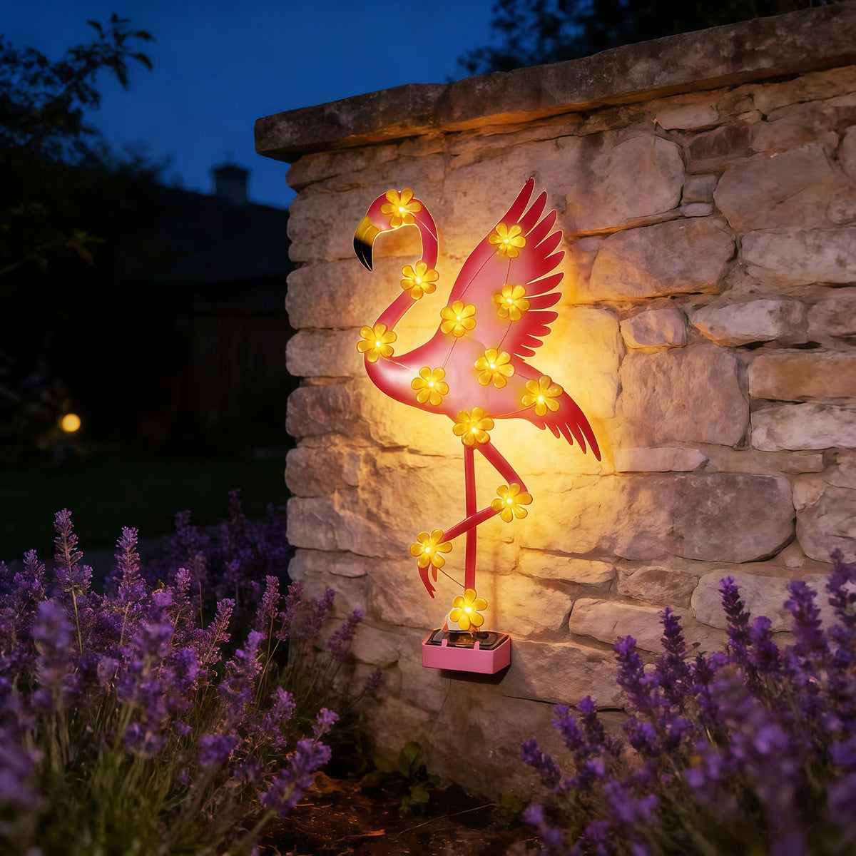 Solar-Powered Flamingo LED Garden Stake Light with Flower Accent Lamps | Kelmera