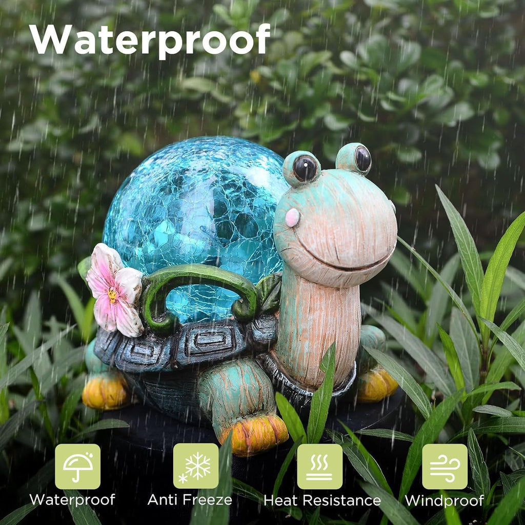 Solar-Powered Garden Gnome Sculpture with Integrated LED Fairy Lights and Turtle Pot | Kelmera